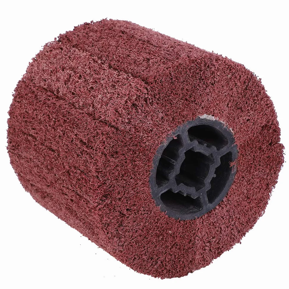 120x100x19mm Ścierne koło do ciągnienia, do ciągnienia drutu Szczotka bębnowa Polerowanie krzyżowe Gumowe rdzeń Polerowanie Koło buforowe do czyszczenia i usuwania zgorzeliny(180 grit)