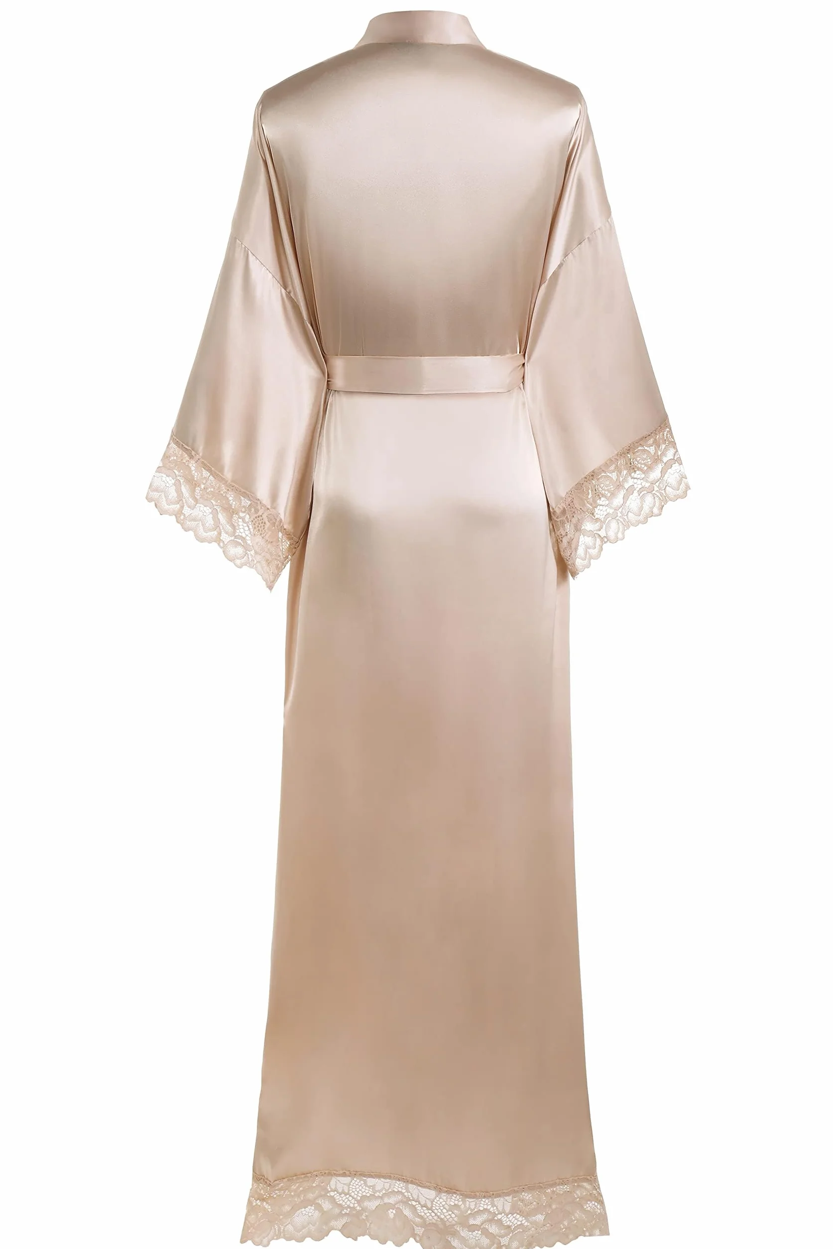 BABEYOND Damski szlafrok kimono z satyny, kimono, długi szlafrok, kolor, druhna, szlafrok kąpielowy z koronkowym wykończeniem, do bielizny nocnej, dla dziewczynki, na imprezę weselną, piżamowe przyjęcie