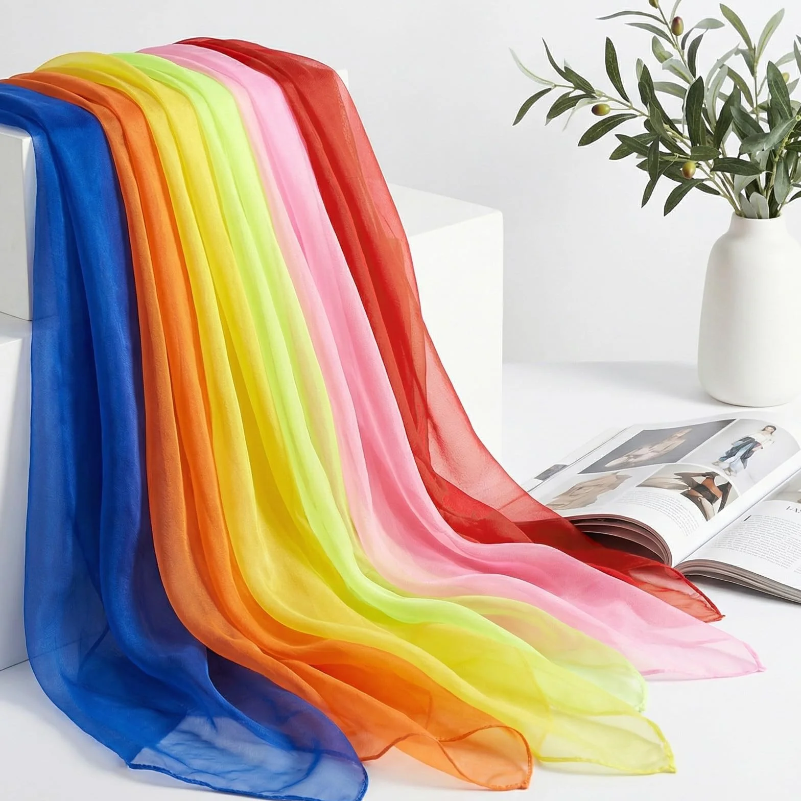 6 sztuk chusty do żonglerki, szyfonowe, 60 x 60 cm, kolorowe chusty na pokazy dla dzieci, do tańca, chusty jedwabne dla niemowląt, kwadratowe kolorowe chusty, jedwabne szale, kolorowe chusty do tańca