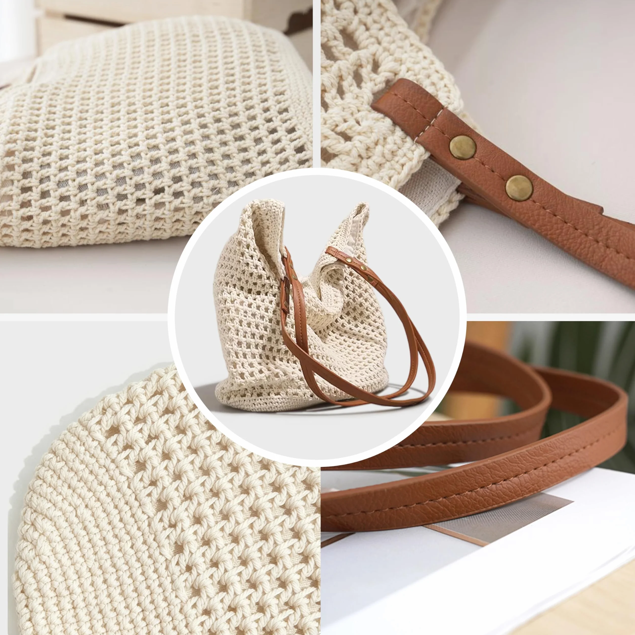 Damska dzianinowa torba na ramię Boho Sea Bag plażowa pleciona tote hobo