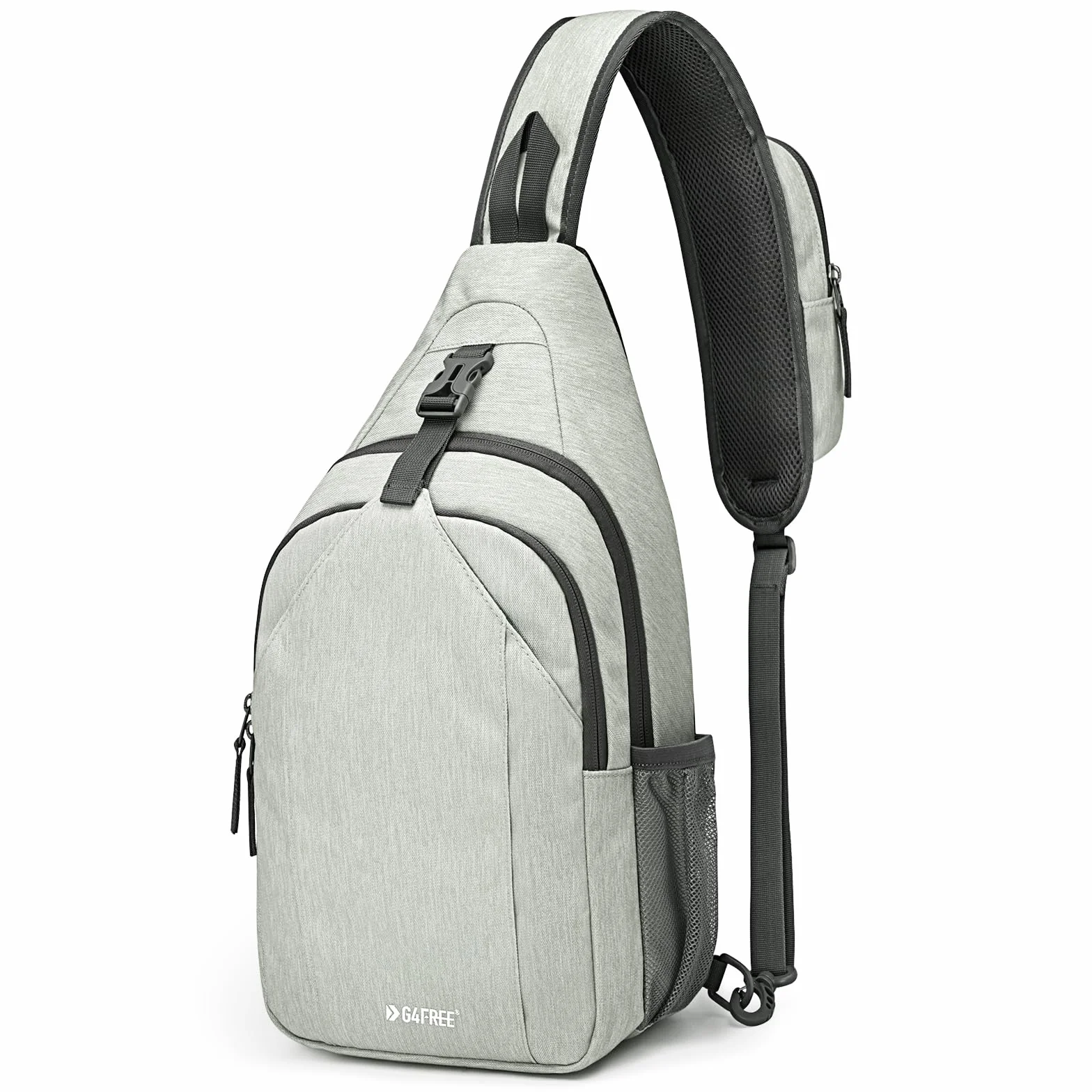 G4Free Sling Bag Sling Backpack Crossbody Chest Bag Daypack na podróż dla mężczyzn, szary-biały