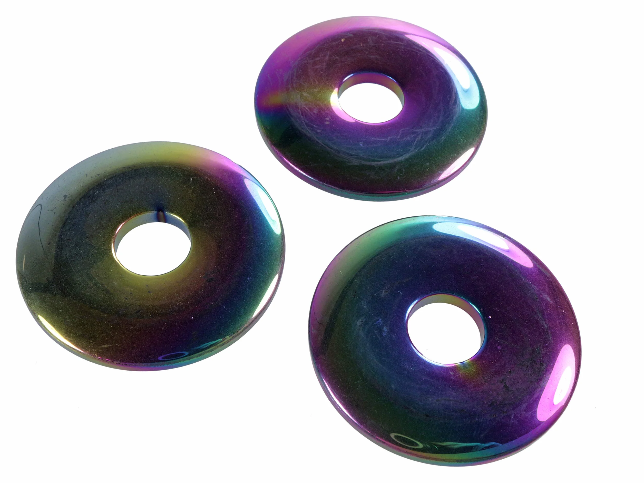 Lebensquelle Plus tęczowy hematyt wyparowany kamień szlachetny donut Ø 40 mm wisiorek