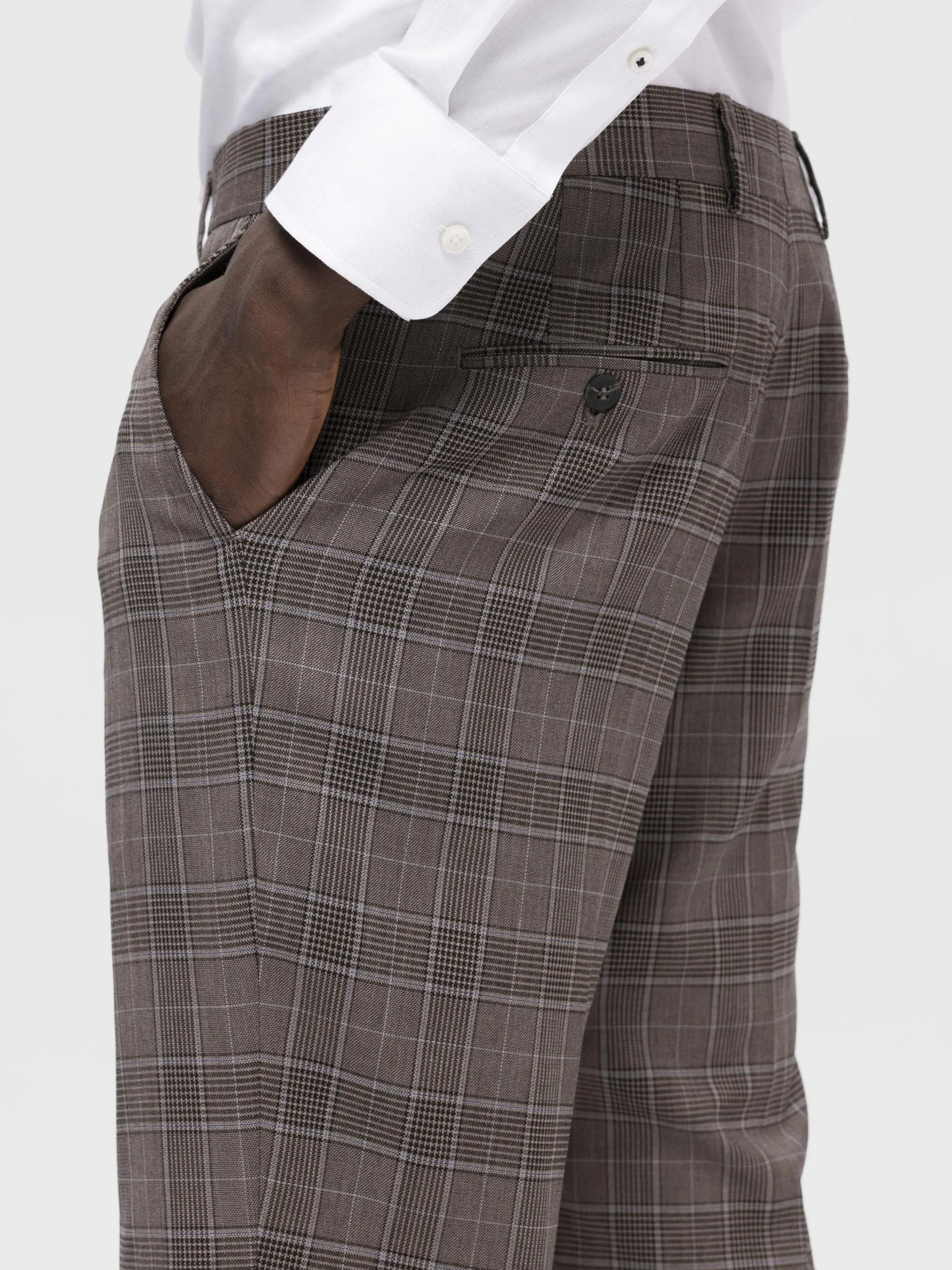 SELECTED HOMME Slhslim-neil Brown Blue Check Trs B Noos - Spodnie Mężczyźni