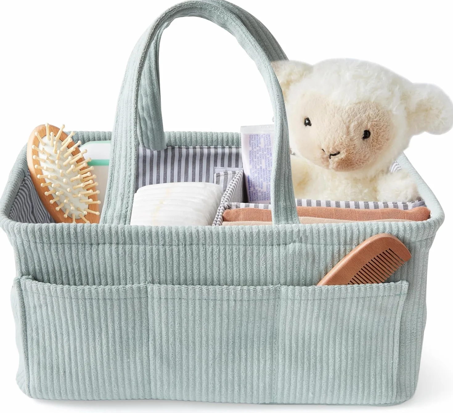 Pojemnik na pieluchy, organizer na pieluchy lub do przechowywania, przenośny organizer do przedszkola i samochodu, lista prezentów dla niemowląt, niezbędnik na baby shower i organizer (miętowy