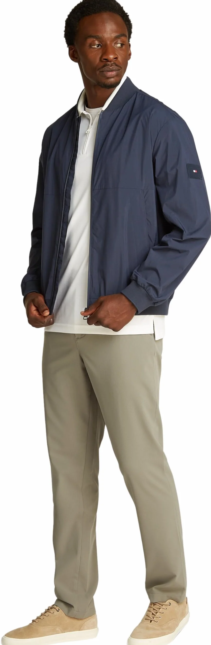 Tommy Hilfiger Męska kurtka bomberka marki BOMBER MW0MW39199, niebieska, L, Niebieski (pustynne niebo), L