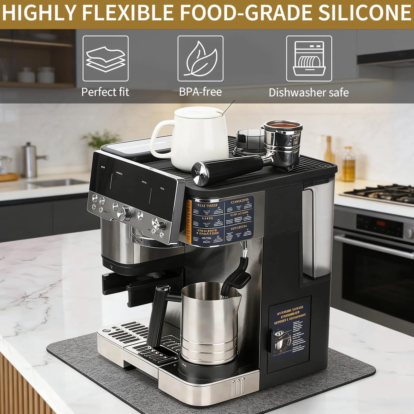 Mata silikonowa do Ninja Luxe Café ES601EU/SE701EU – antypoślizgowa i odporna na zarysowania, wodoszczelna, odporna na wysokie temperatury, łatwa do czyszczenia, idealne akcesoria do ekspresów