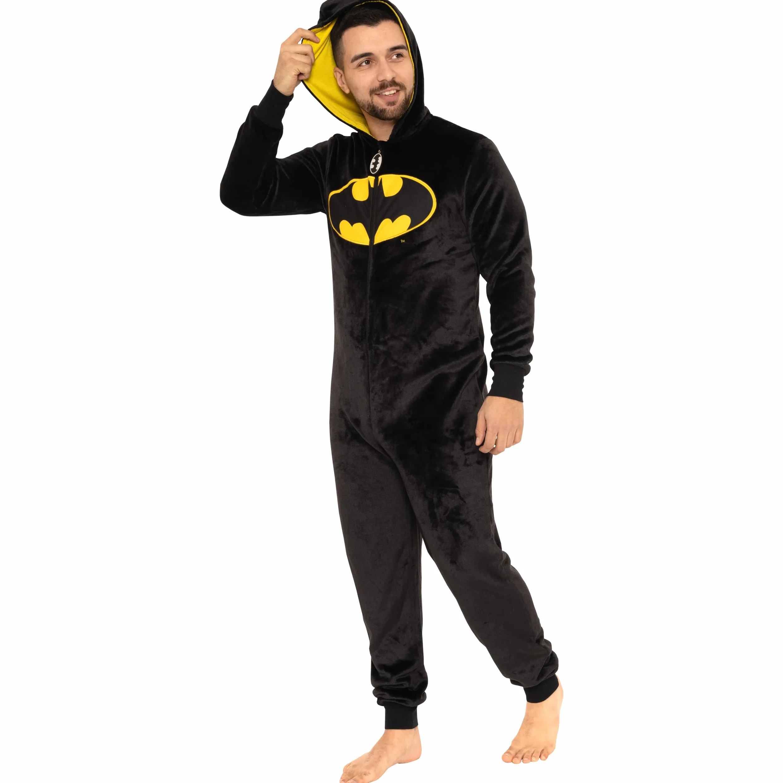 Comics Męski Kombinezon Batman | Męskie Kombinezony Polarowe | Oficjalne Upominki Batmana | Czarny