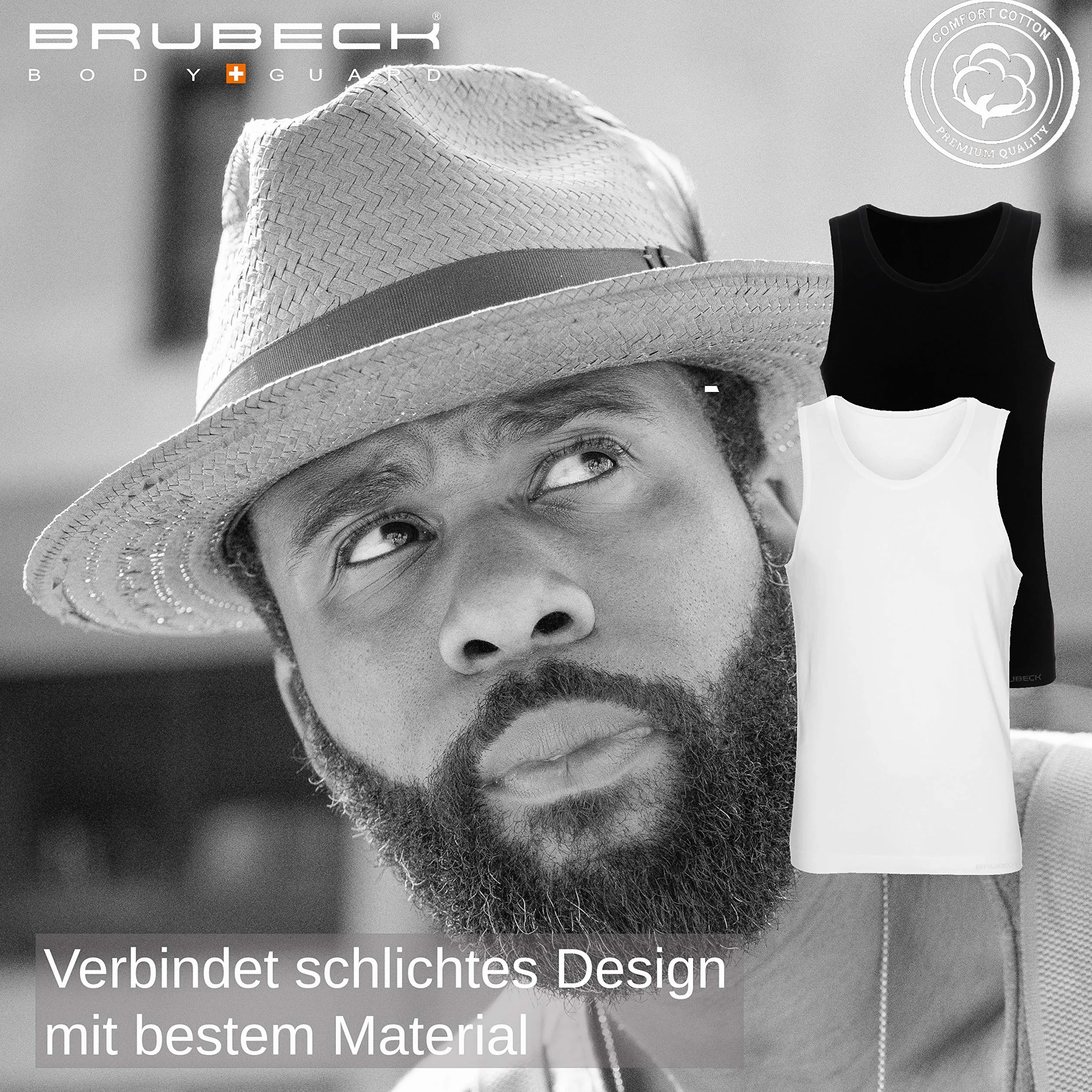 BRUBECK Męski podkoszulek | koszulka bez rękawów | oddychająca koszulka bez rękawów | top pod pachami | bezszwowa koszulka bez rękawów | tank top męski | 55% bawełna | TA00540A