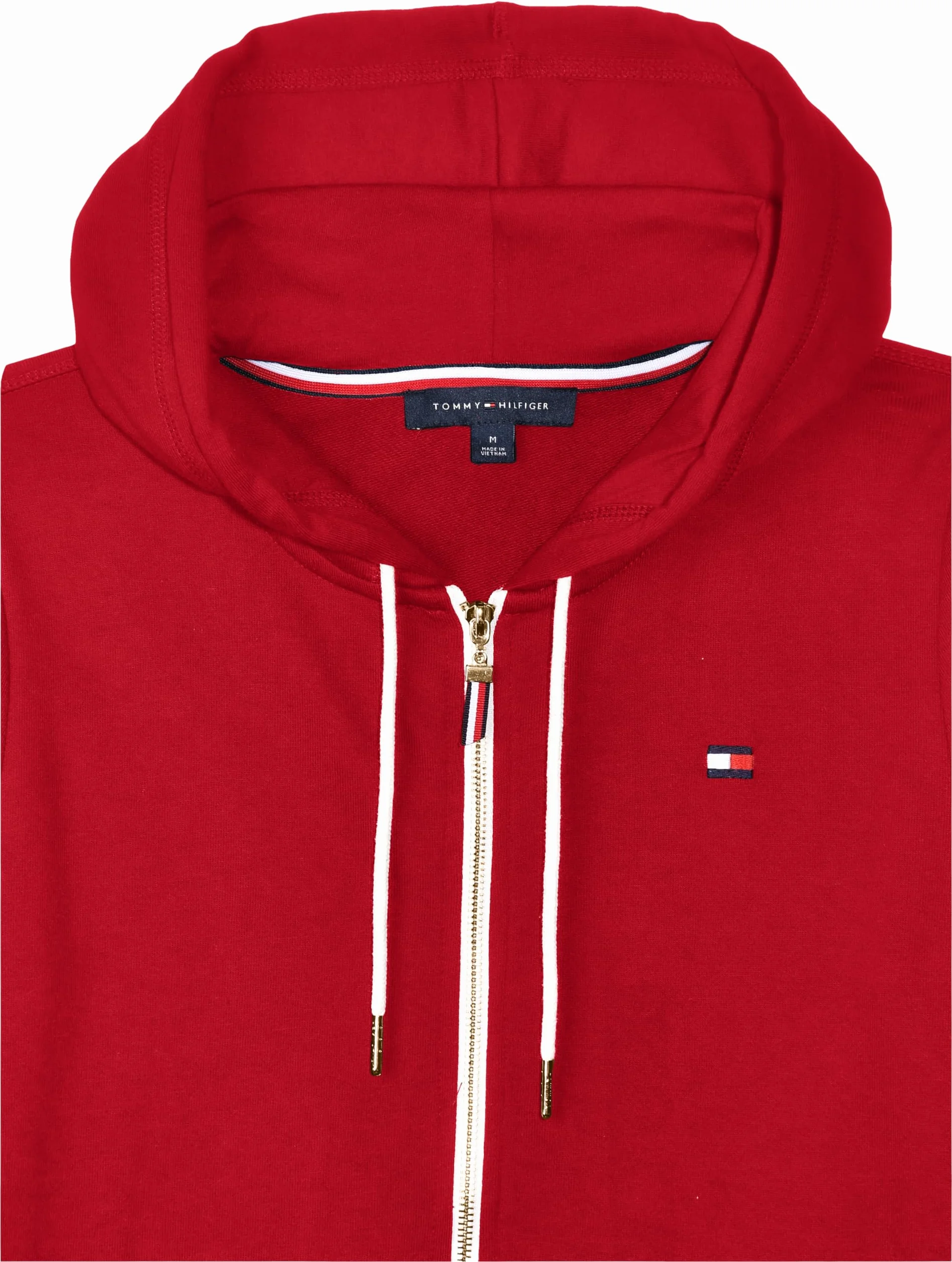 Tommy Hilfiger Damska bluza z kapturem z kontrastowym zamkiem, Szkarłatowy, XL