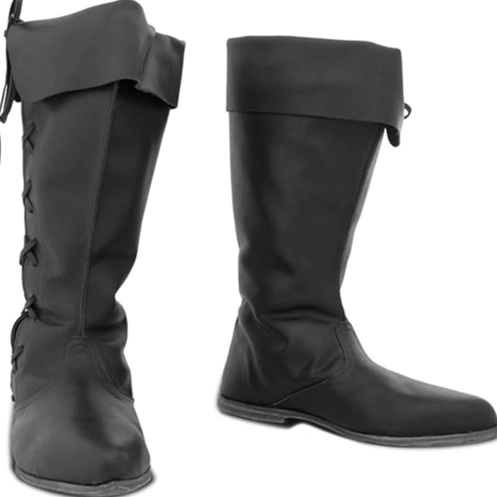 Męskie buty rycerskie vintage ze skóry PU, kowbojskie buty Halloween cosplay