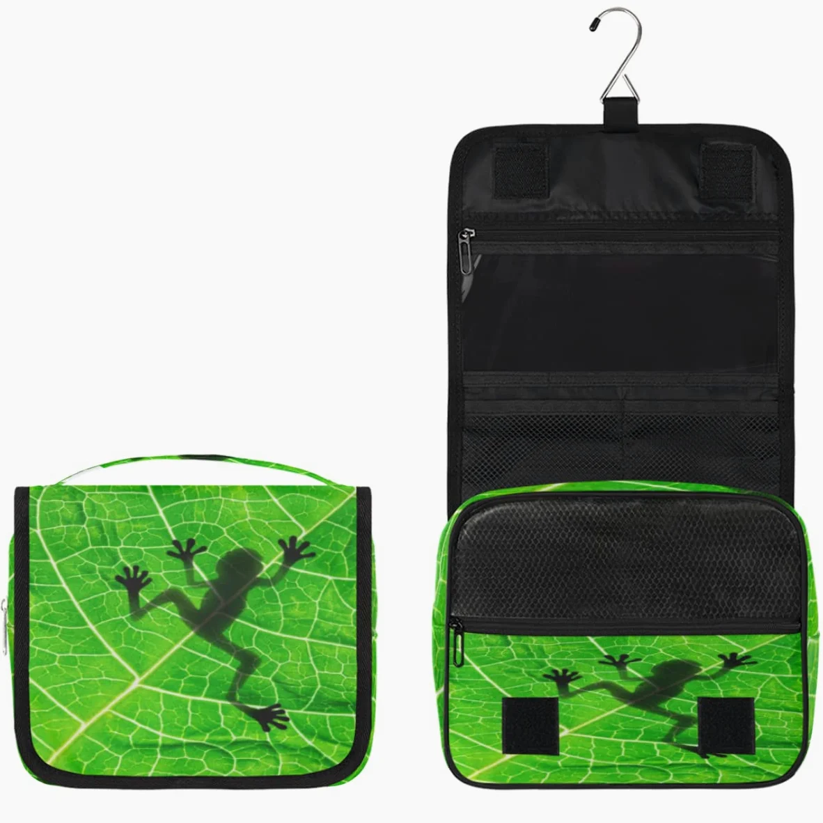 Żaba Cień Podróżna Kosmetyczka Żaba Liście Mycie Torba Unisex Wiszące przybory toaletowe Kosmetyczka Organizer do makijażu, wielobarwny, Jeden rozmiar