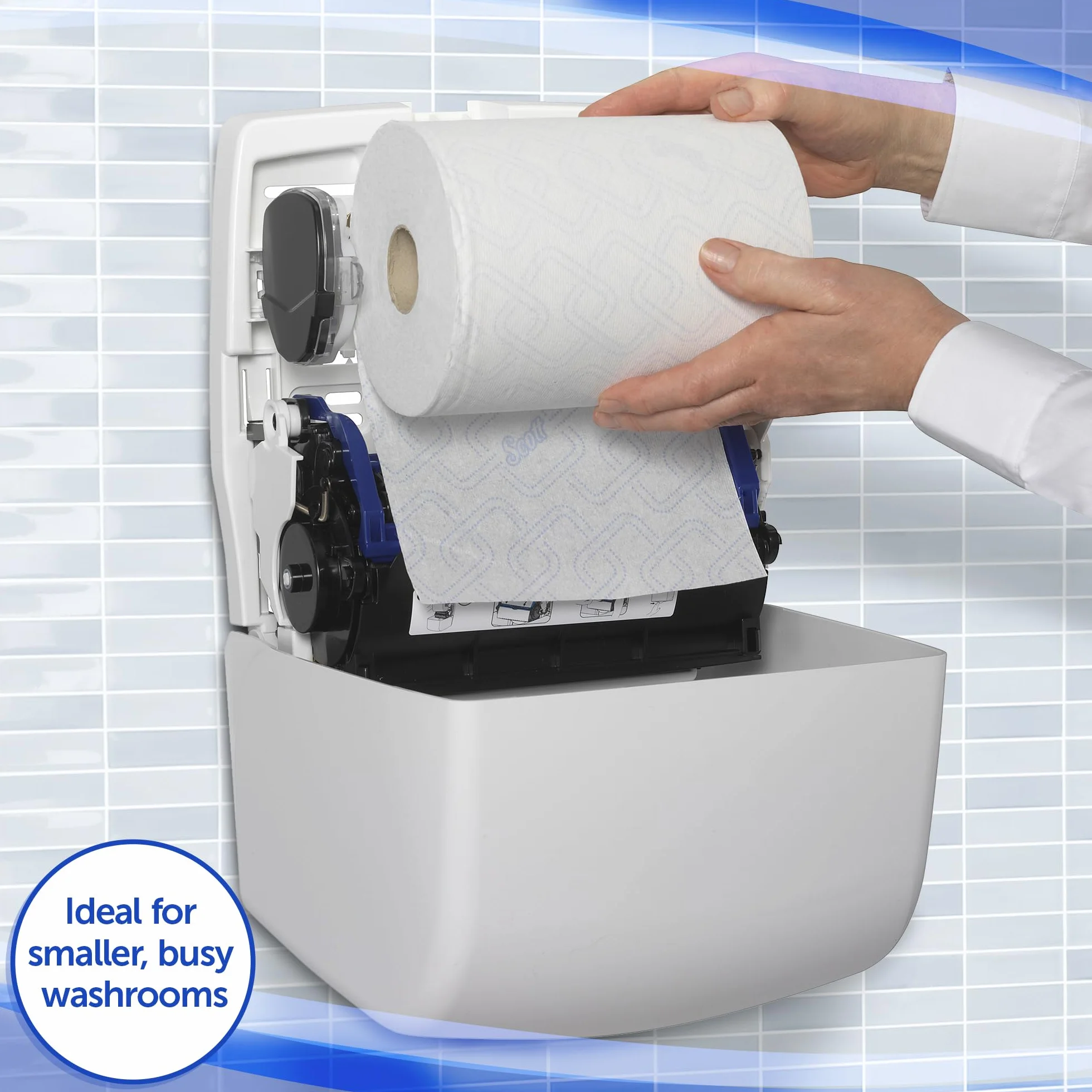 Dozownik ręczników do rąk w rolce Aquarius Slimroll 7955 — 1 biały dozownik ręczników papierowych