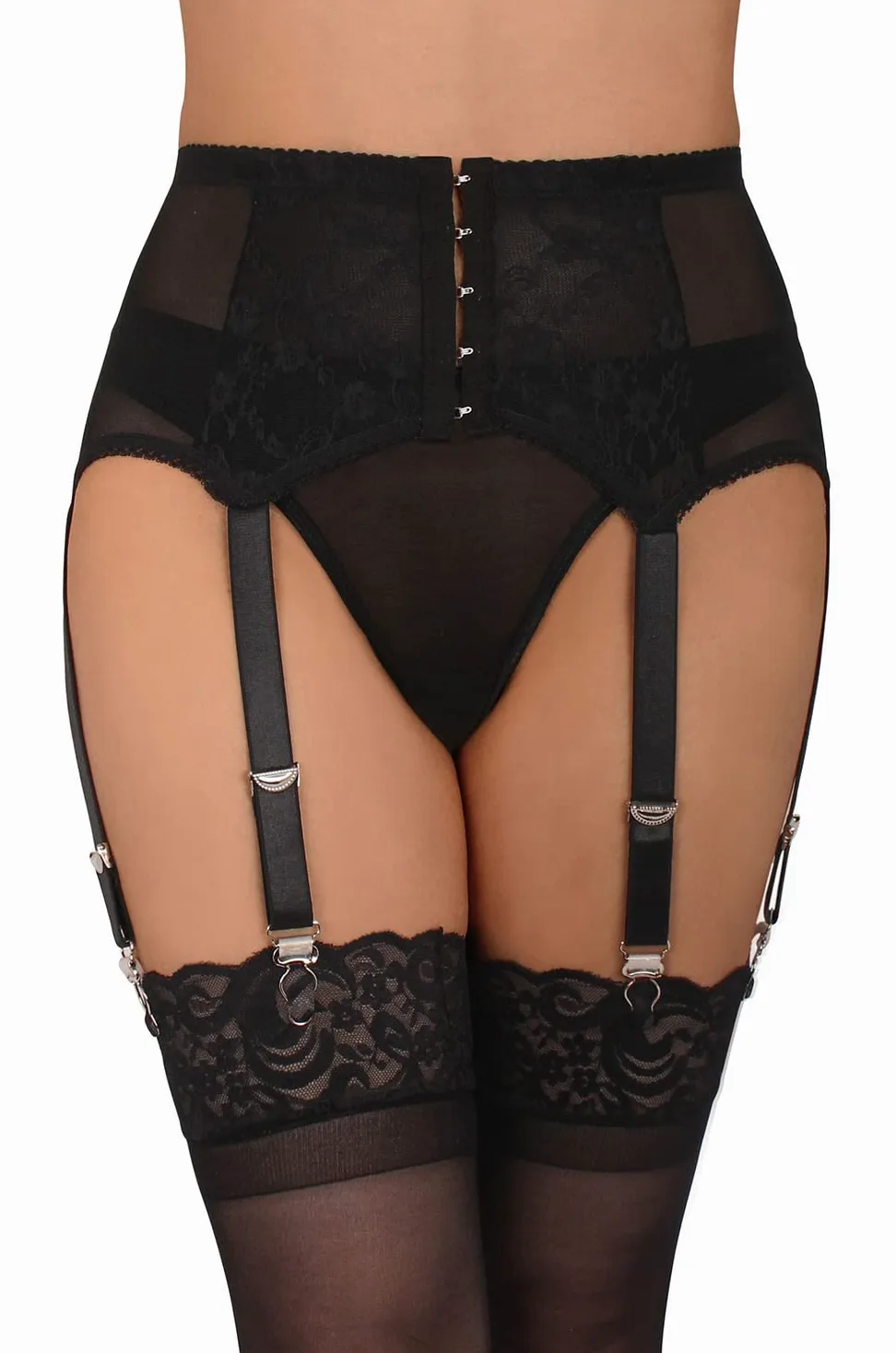 Pas do pończoch zestaw stringów do pończoch do wysokich pończoch koronkowe skarpety plus size podwiązka dla kobiet z 6 metalowymi klipsami w stylu vintage