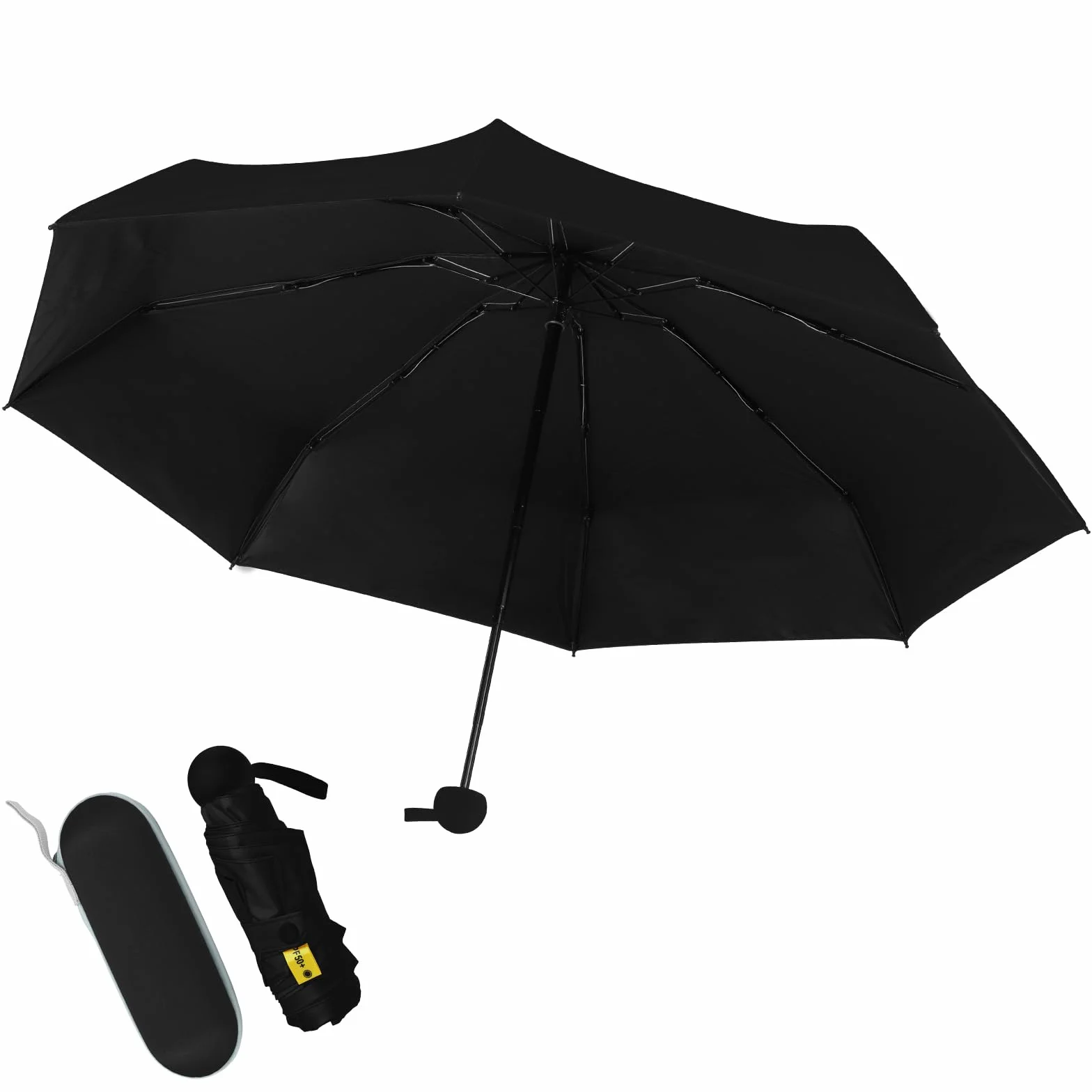 Mini Parasol Składany z Etui, Kompaktowy i Lekki Parasol Przenośny z Ochroną UV, Parasol na Podróżny, Idealny do Torebki, dla Kobiet i Mężczyzn
