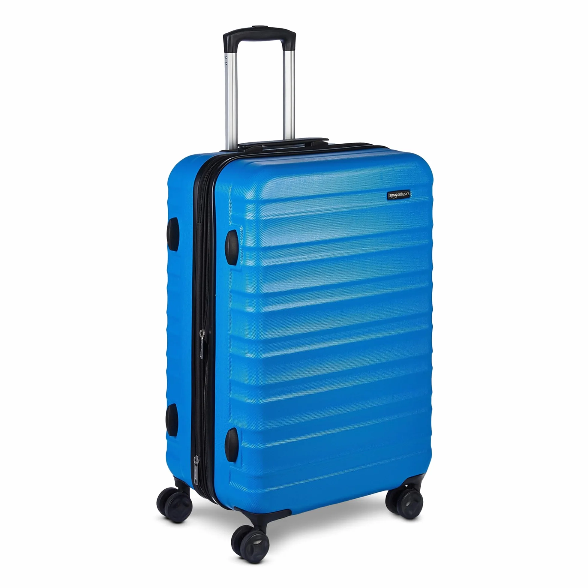 Amazon Basics Średnia Walizka Twarda - Rozszerzalny Bagaż Podróżny ABS z 4 Podwójnymi Kółkami Obrotowymi - Odporna na Zarysowania i Lekka - 68 x 45,1 x 28,6cm - Jasnoniebieski