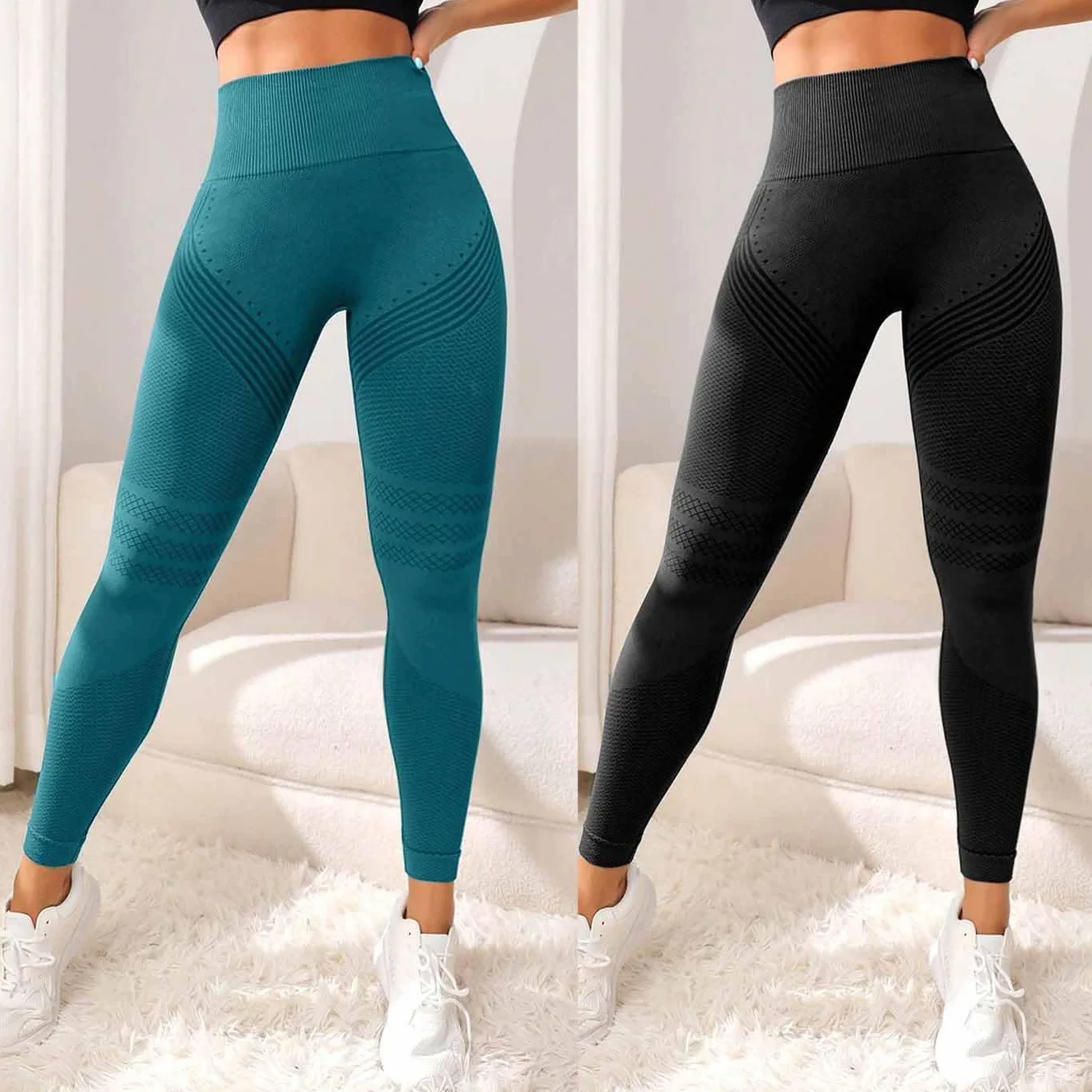Leginsy Kompresyjne 3d Dla Kobiet,Sportowe Legginsy Anty-TłUszczowe Push-Up,Bezszwowe KryjąCe Spodnie Do Jogi,Sportowe Rajstopy Do ćWiczeń