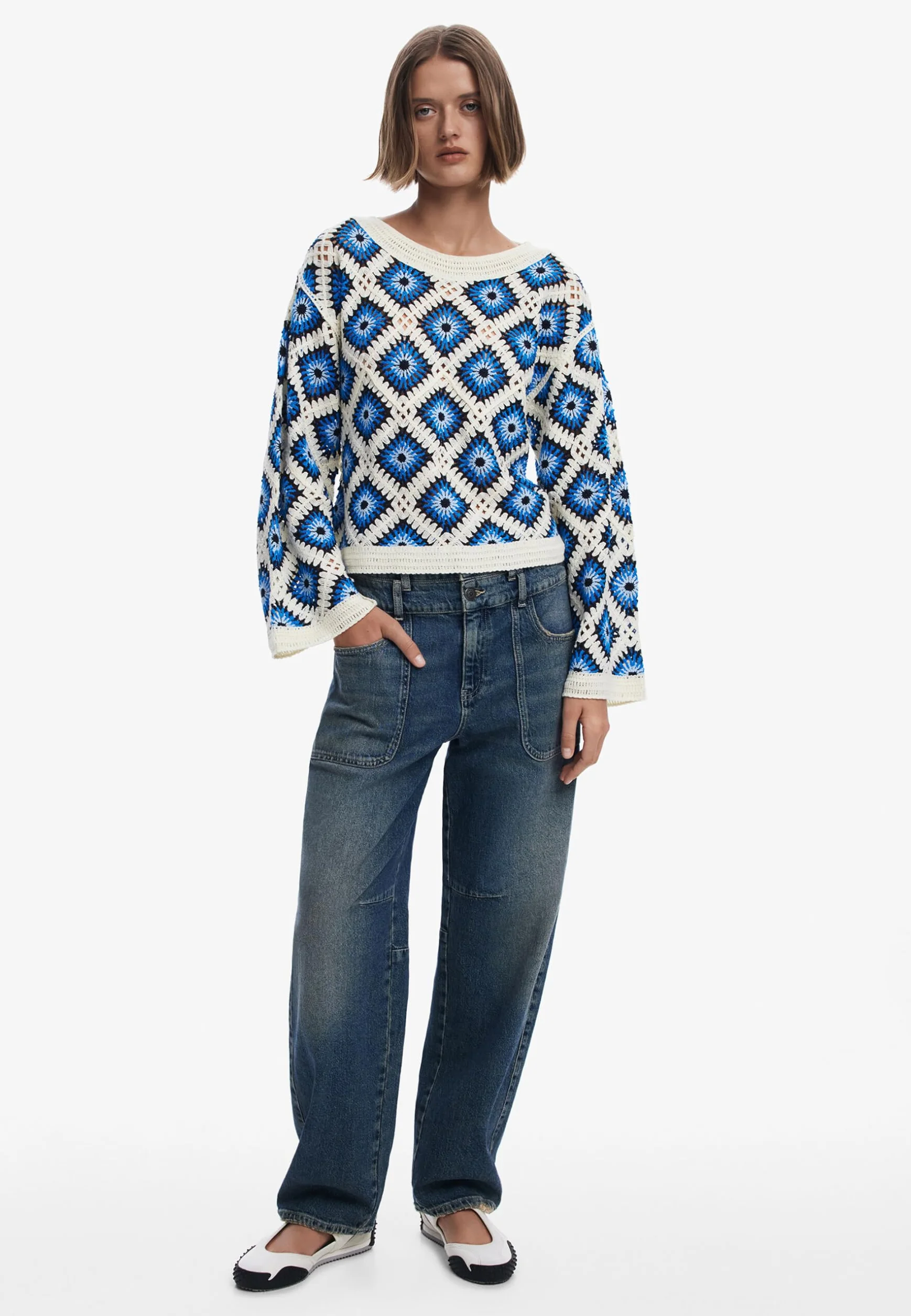 Desigual Bluza damska, Wykończenia materiałowe, S