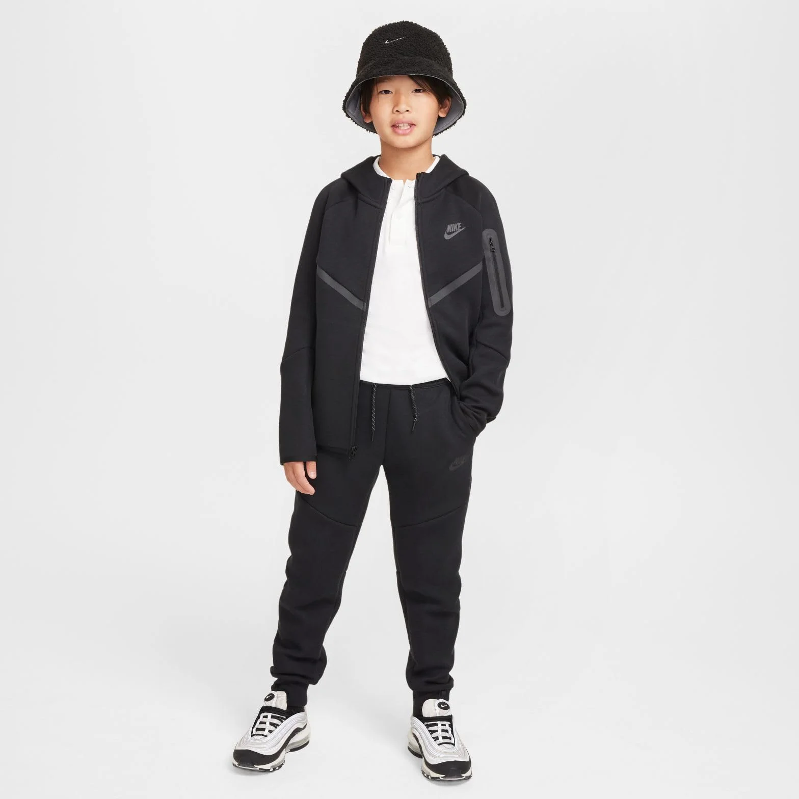 Nike Chłopcy Tech Fleece Fz-Pd Kurtka Black/Black/Black 152/158