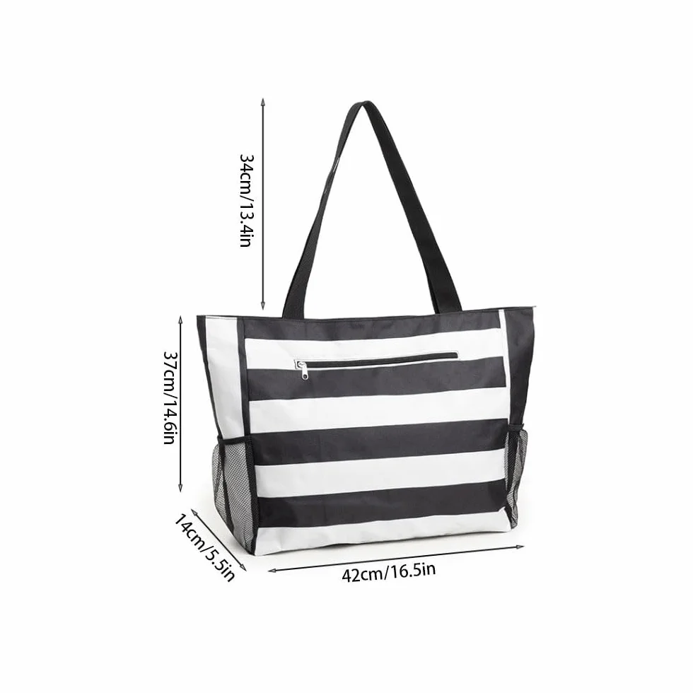 Damska torba plażowa wodoodporna 43x38x15 cm z zamkiem błyskawicznym wieloma kieszeniami