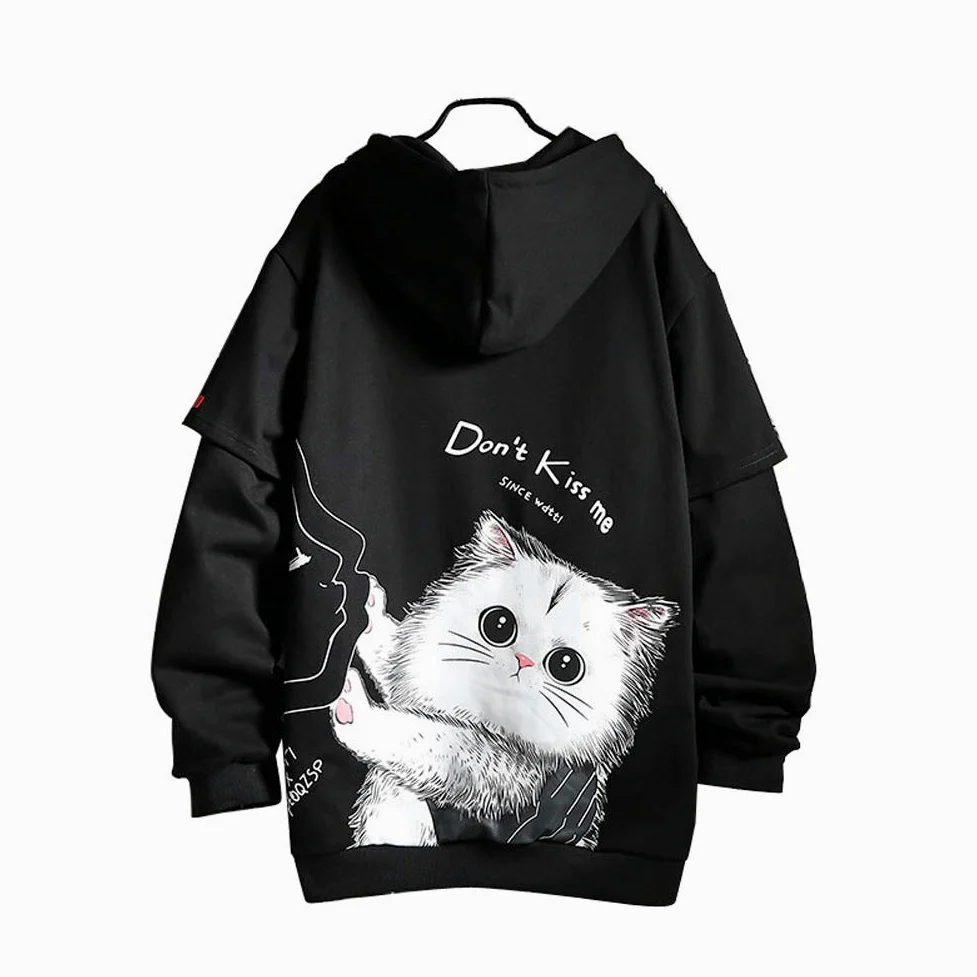 Bluza z kapturem, dla miłośników kota, unisex, z kaszmirem, ochrona przed zimnem, dla chłopców i dziewczynek, pogrubiona bluza na jesień i zimę, bardzo duża, długie rękawy, modna, spersonalizowana, ciepła kurtka męska, M-5XL
