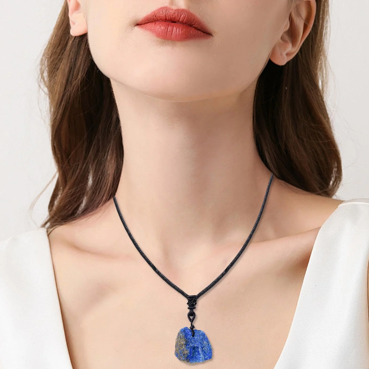 Generico Naszyjnik Lapis Lazuli, Biżuteria Lapis Lazuli | Ręcznie tkany surowy kamienny naszyjnik | Kolekcjonerska biżuteria z niebieskim naszyjnikiem rockowym do codziennego noszenia, Fare