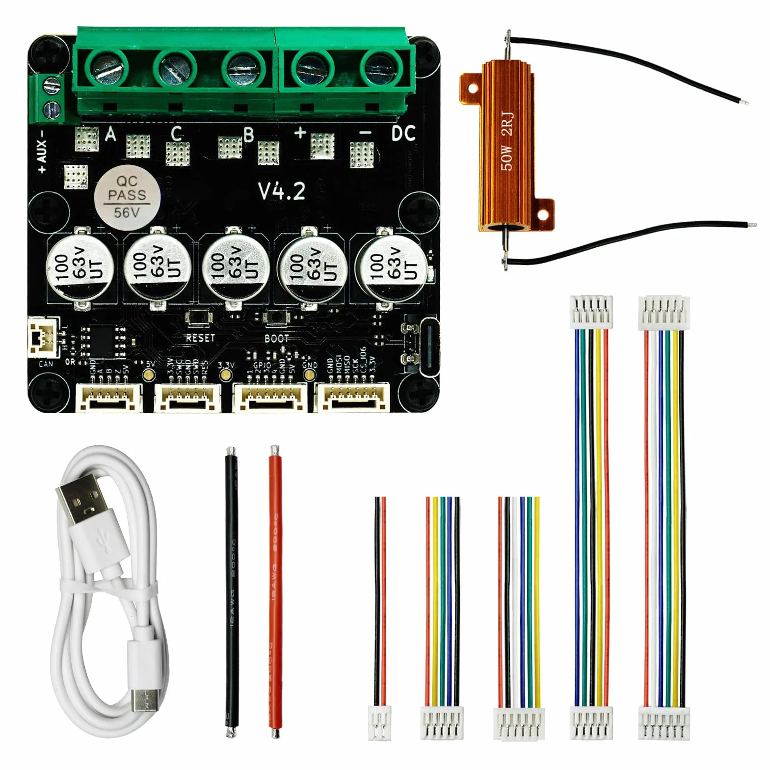 Fdit ODESC V4.2 Servomotor Controller Bez Kontrolera Prądu o Wysokim Prądu dla ODriveTool COC BLDC 8-56V 120A, Wszechstronne Tryby Sterowania do Sterowania Stawem Robotów i Przemysłowego BLDC