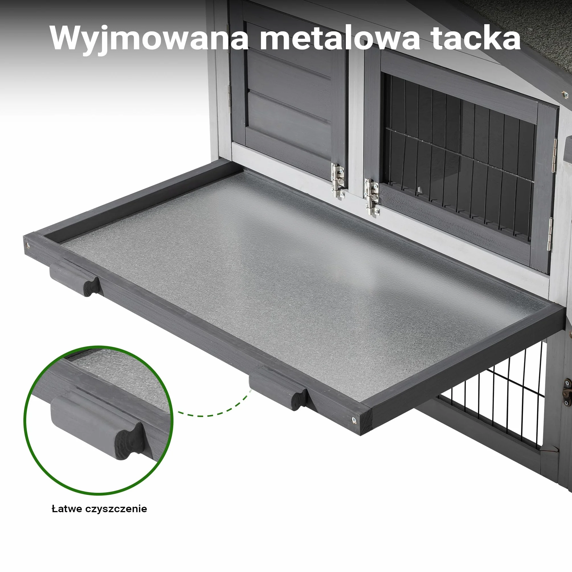 Kurnik Wiltec 1535 x 525 x 685 mm jasnoszary z wolnym wybiegiem i grzędą wykonany z drewna, kurnik z wiatą, siatką i tacą na odchody ocynkowany