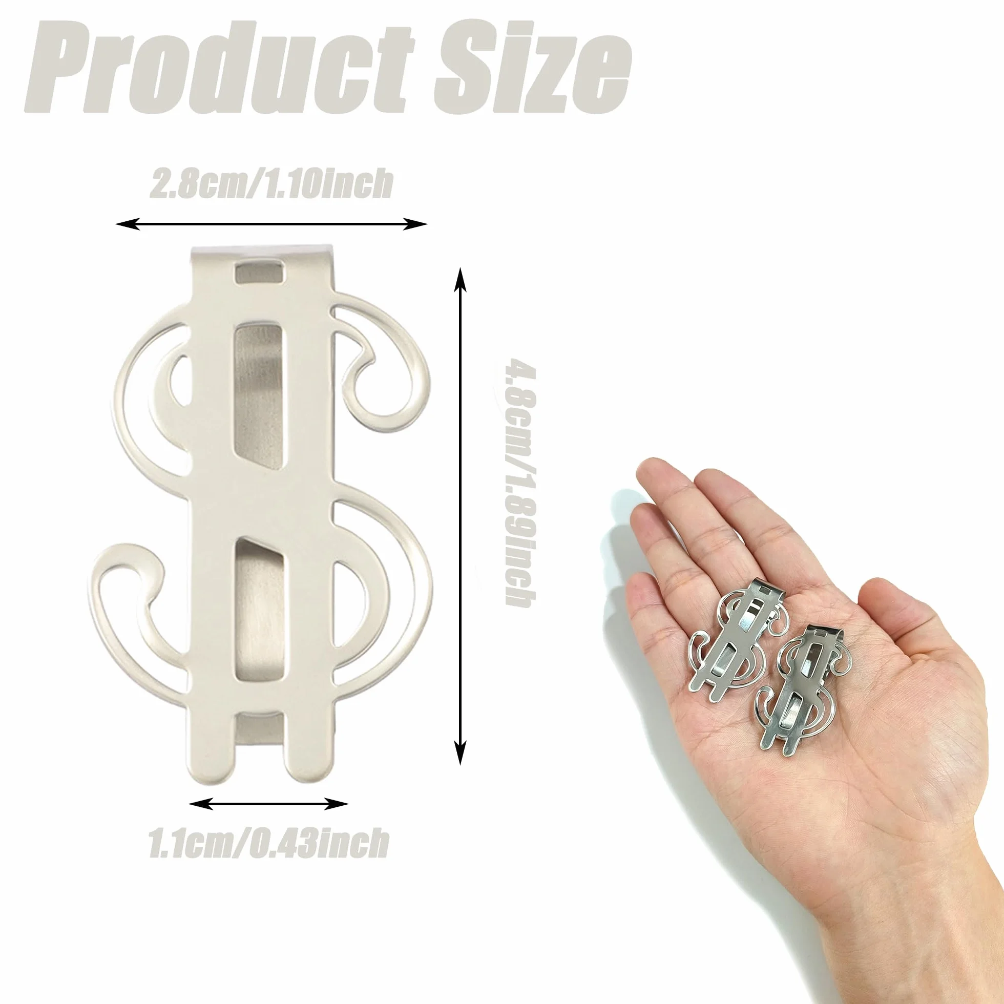 ZAHD 2 SZT. Klipsy na pieniądze męskie Klipsy na pieniądze Money Clip Spinki na banknoty Ultra cienki metalowy klips na pieniądze Klamra na gotówkę na banknoty Karta wizytowa Karta kredytowa, srebro