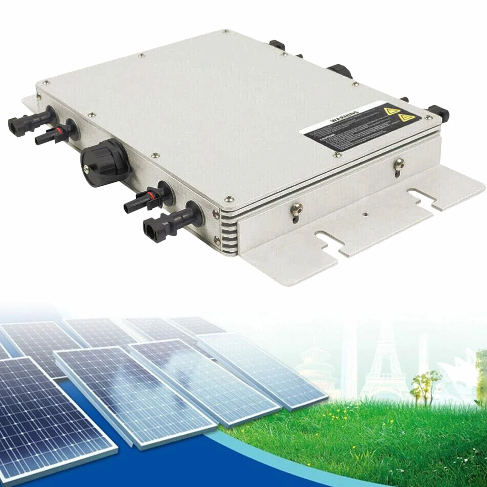 Falownik 1200 W, podłączony do sieci, cyfrowy falownik solarny, kuchenka mikrofalowa, funkcja Mppt, 14,7 x 11,2 x 1,5 cala, możliwość naprawy przez użytkownika