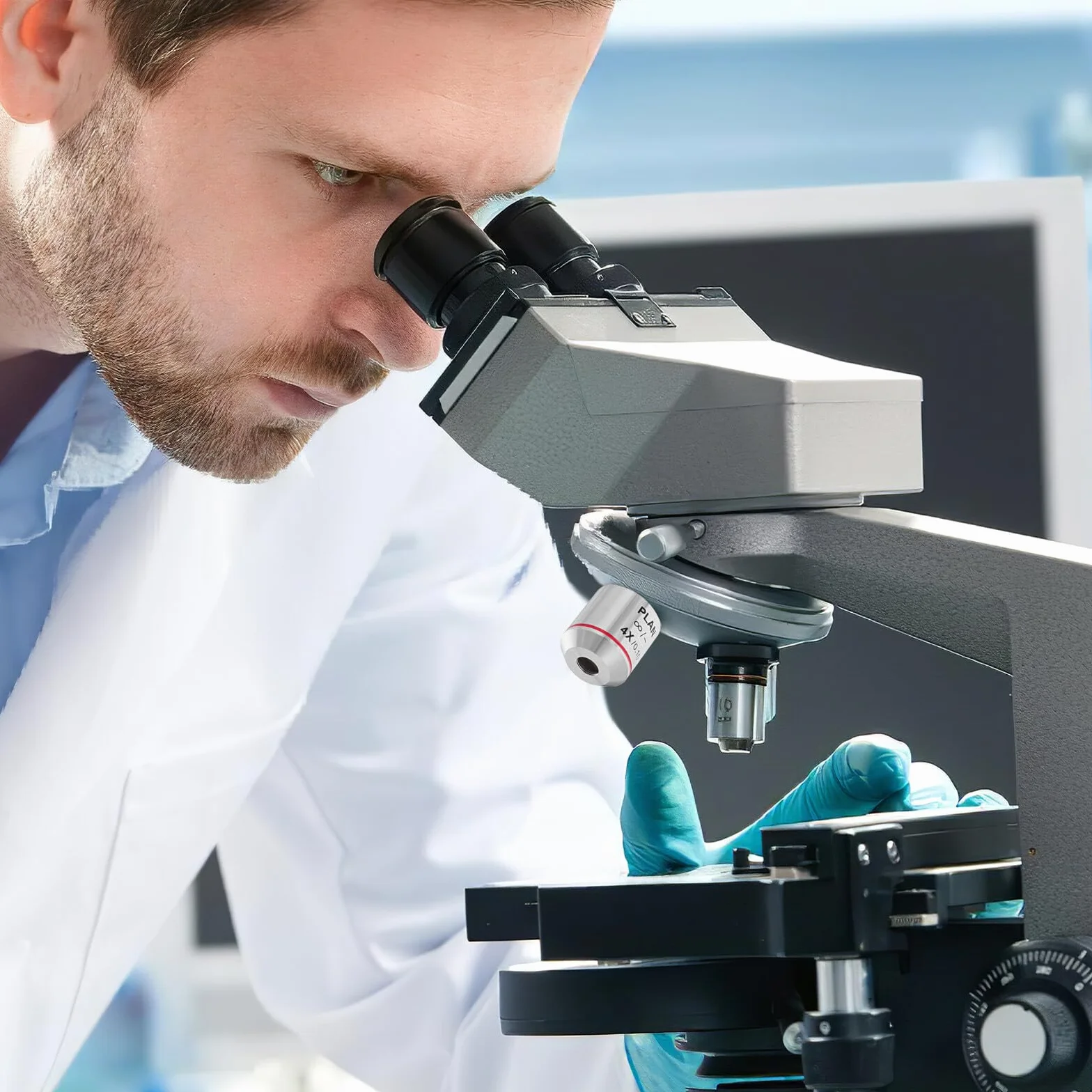 Gadpiparty Obiektyw Mikroskopu Biologicznego Soczewka Mikroskopowa Do Mikroskopii Biologicznej Akcesoria Do Soczewek Soczewka Powiększająca 4X