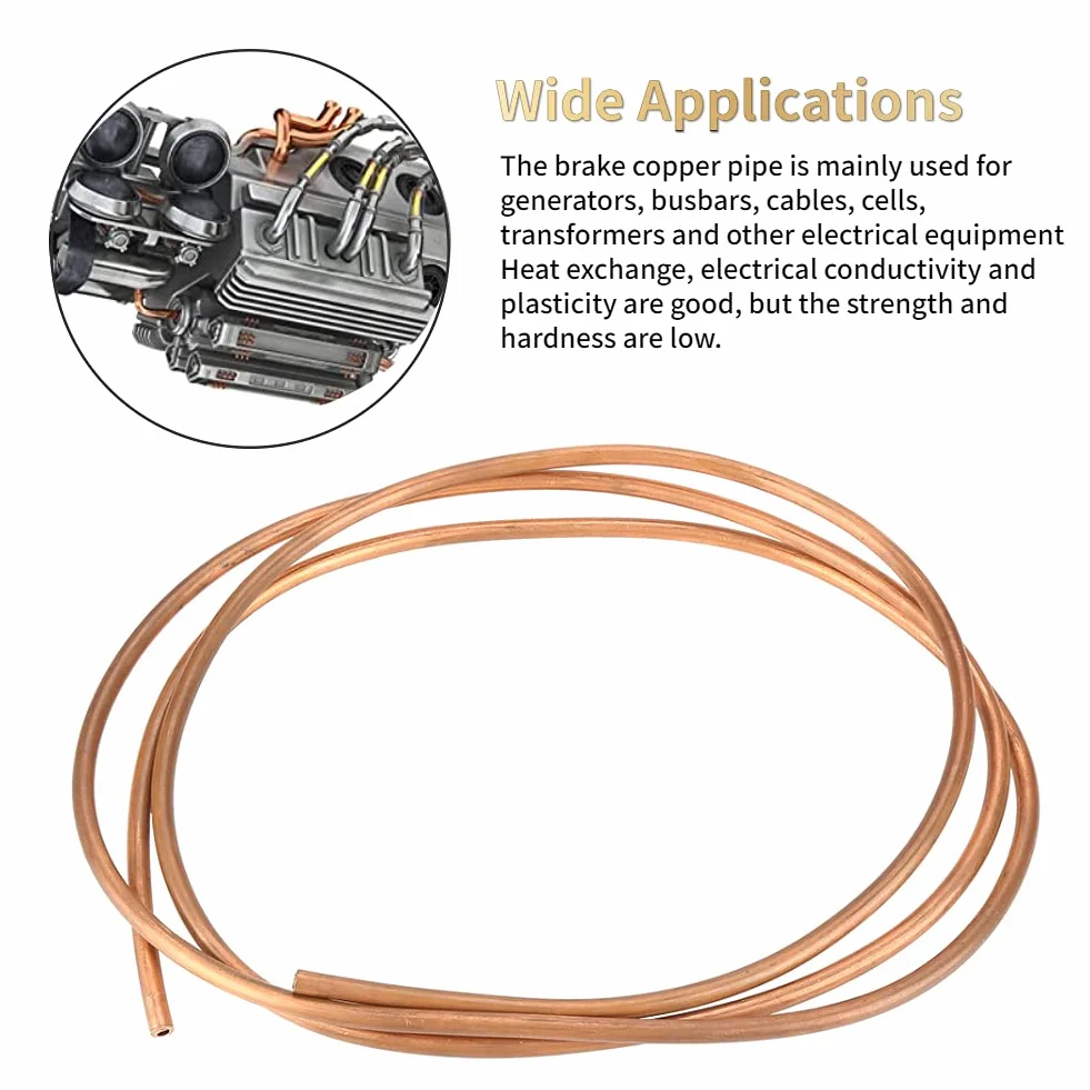 Rura miedziana 2M, OD 6mm x ID 4mm, miękka rura miedziana do generatorów, szyn zbiorczych, kabli, rozdzielnic, transformatorów i innych urządzeń elektrycznych, miedź T2