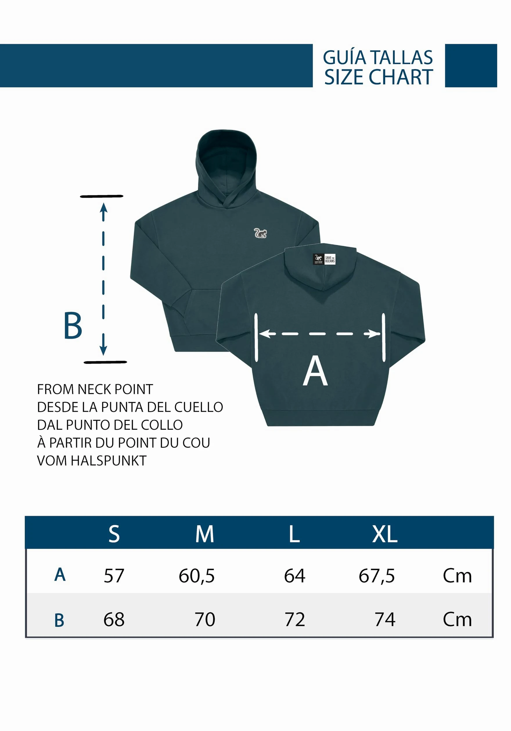 Surf Monkey Bluza z kapturem Oversize Bluza z kapturem dla mężczyzn/kobiet - bawełna organiczna