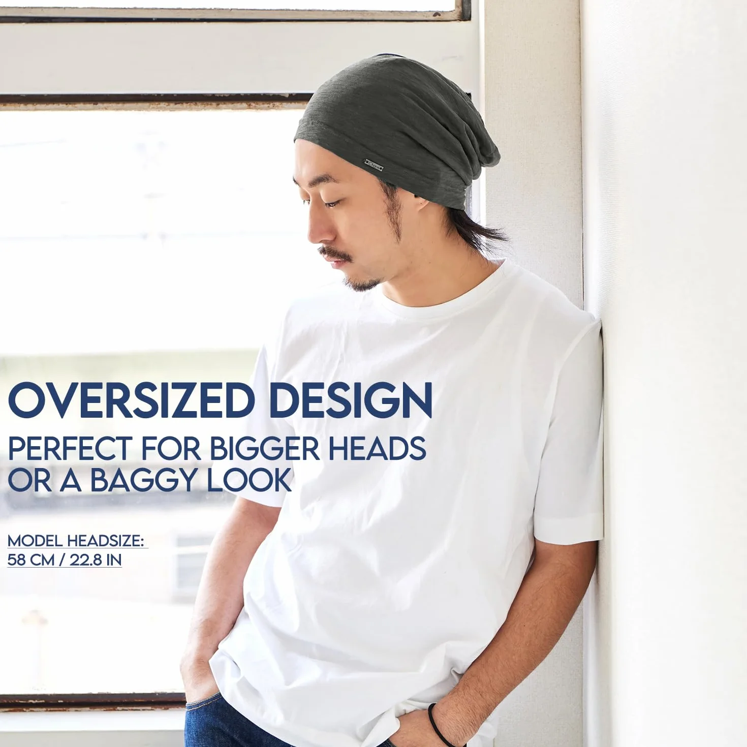 CHARM Czapka dla Mężczyźn i Kobiet na Lato 100% Bawełna - Uniseks Lekka Cienka Długa Typu Slouchy Beanie Do Chemioterapia Rak Oddychająca Antyalergenowa