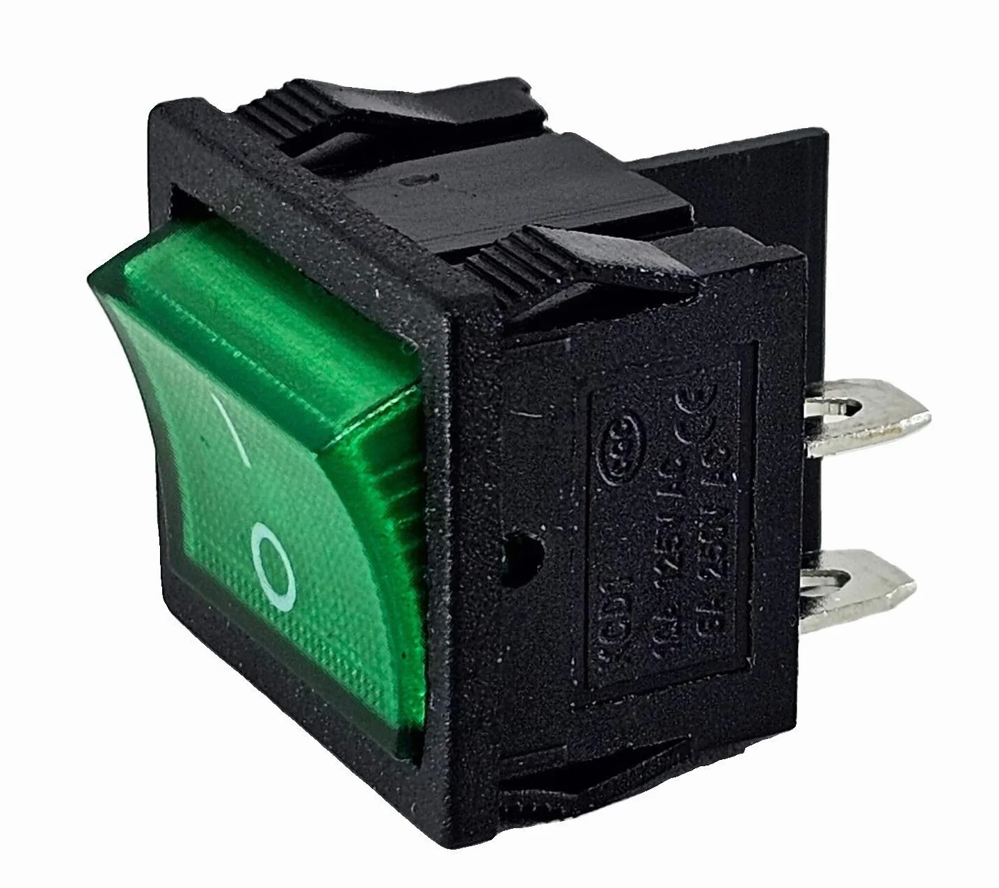 Przełącznik kołyskowy zielony przełącznik kołyskowy 4 pin 6A 250 VAC przełącznik urządzenia, wymiary ramy ok. 21 x 24 mm, podświetlany