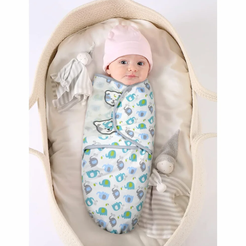 Vicloon Kocyki do owijania dla niemowląt, 2 szt. Kocyki do owijania, Organiczny bawełniany koc do owijania dla niemowląt 4-6 miesięcy 6-8 kg