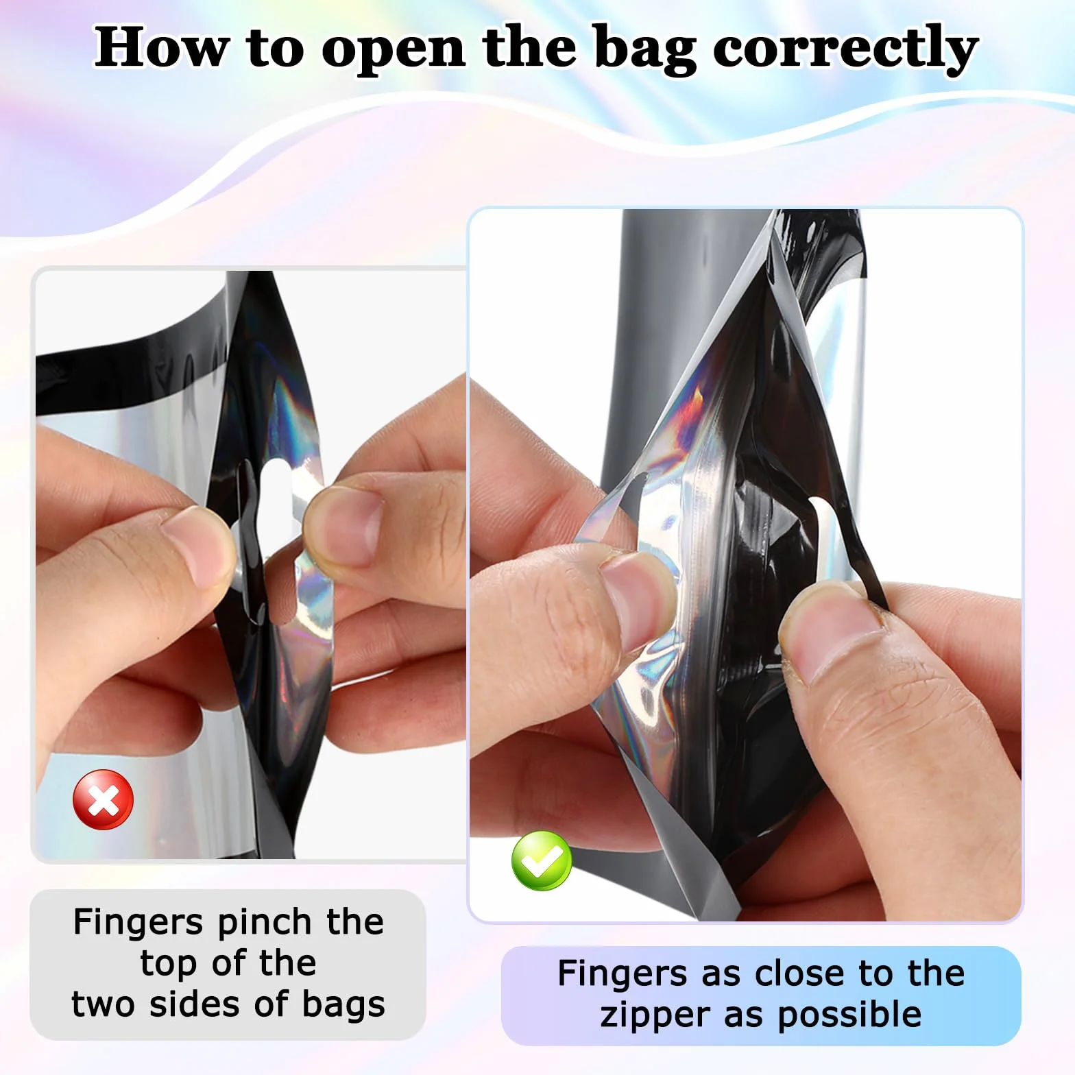 Mylar Bags, 150 sztuk, torebki strunowe, małe, 10 x 15 cm, torebki z zamknięciem, woreczki wielokrotnego zamykania z przezroczystym okienkiem na słodycze, biżuterię, kosmetyki (czarne)