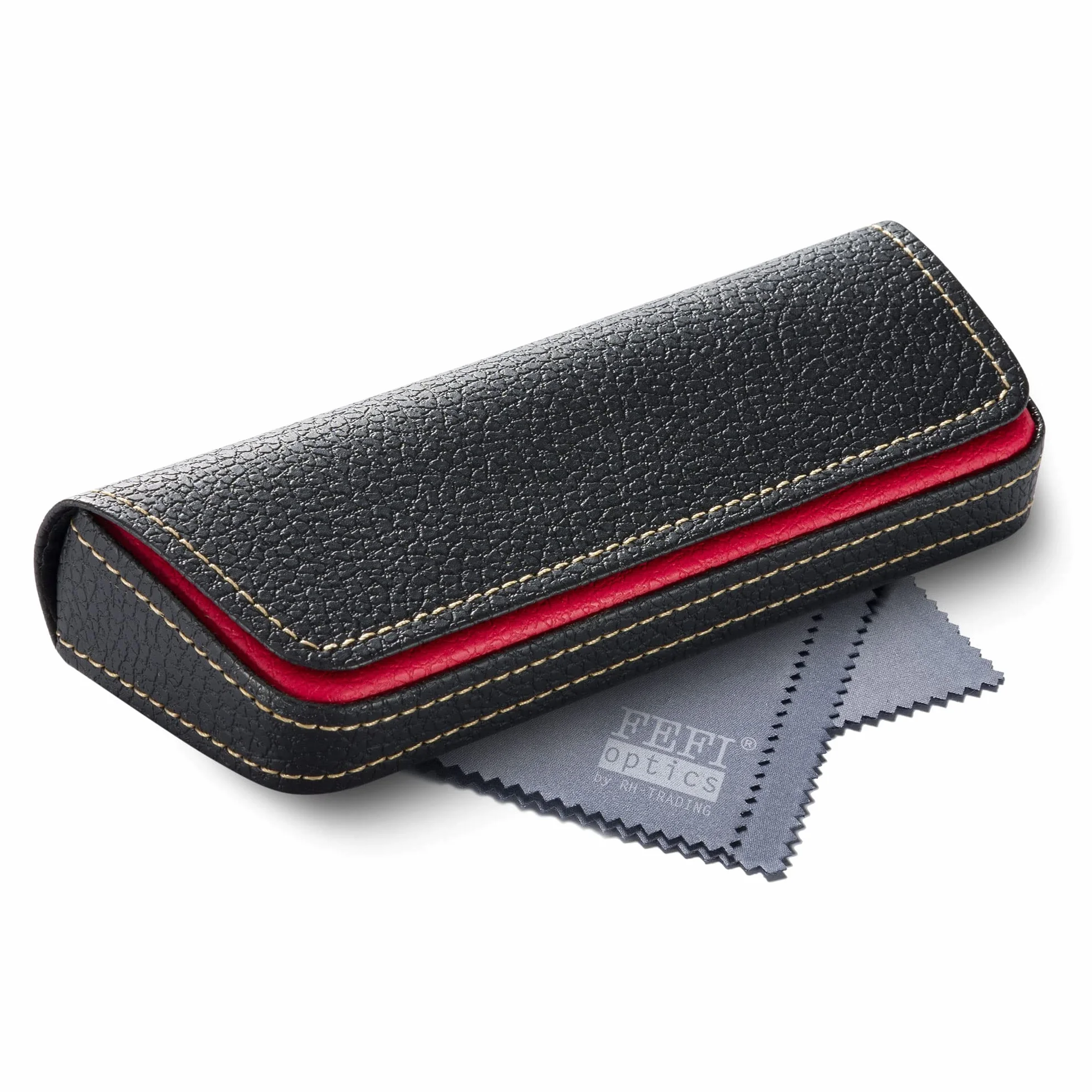 Eleganckie etui na okulary FEFI w dwóch odcieniach skóry, Czerwony, M
