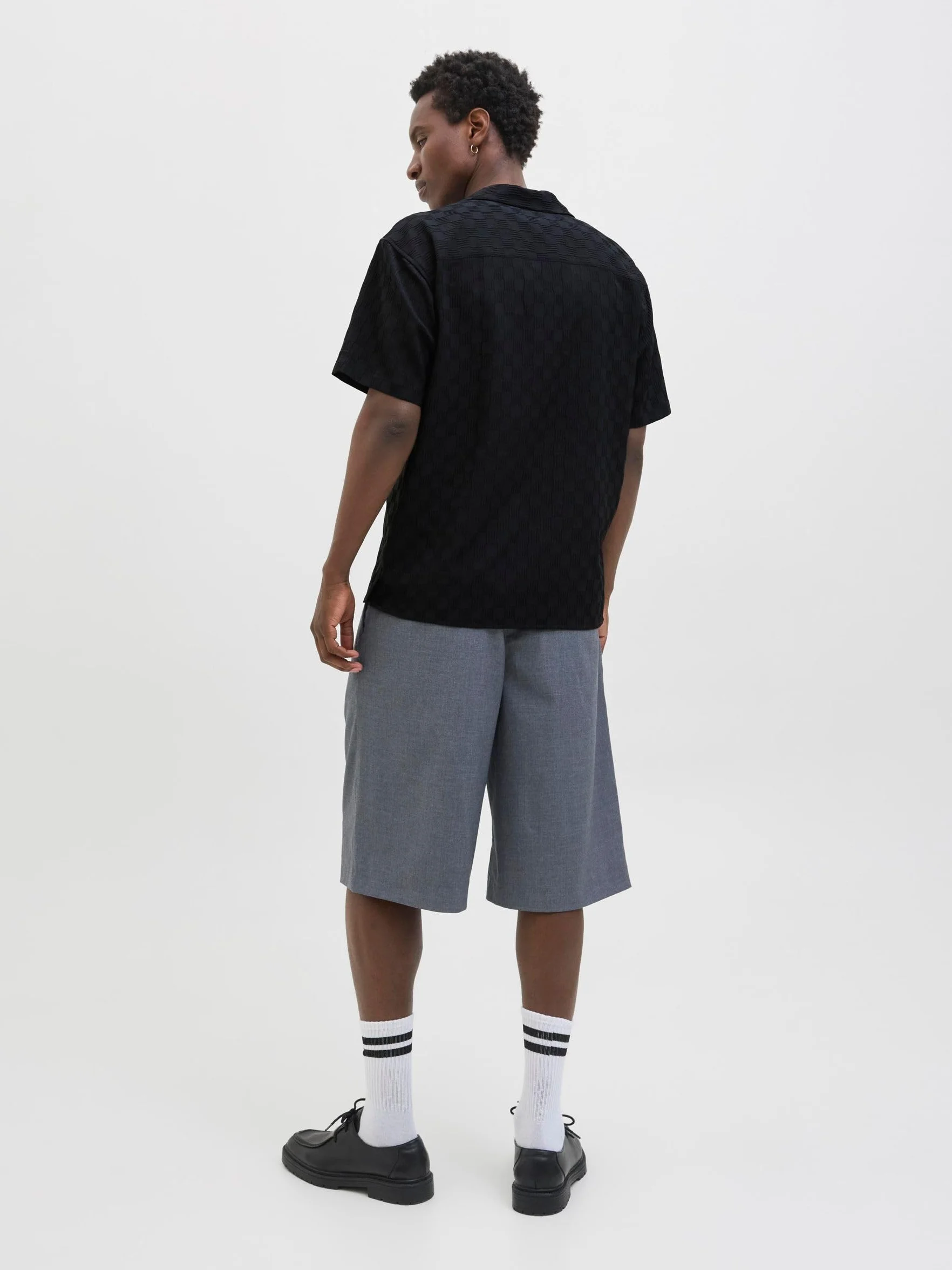 JACK & JONES Męska koszulka Jcosago Texture SS, czarny, L