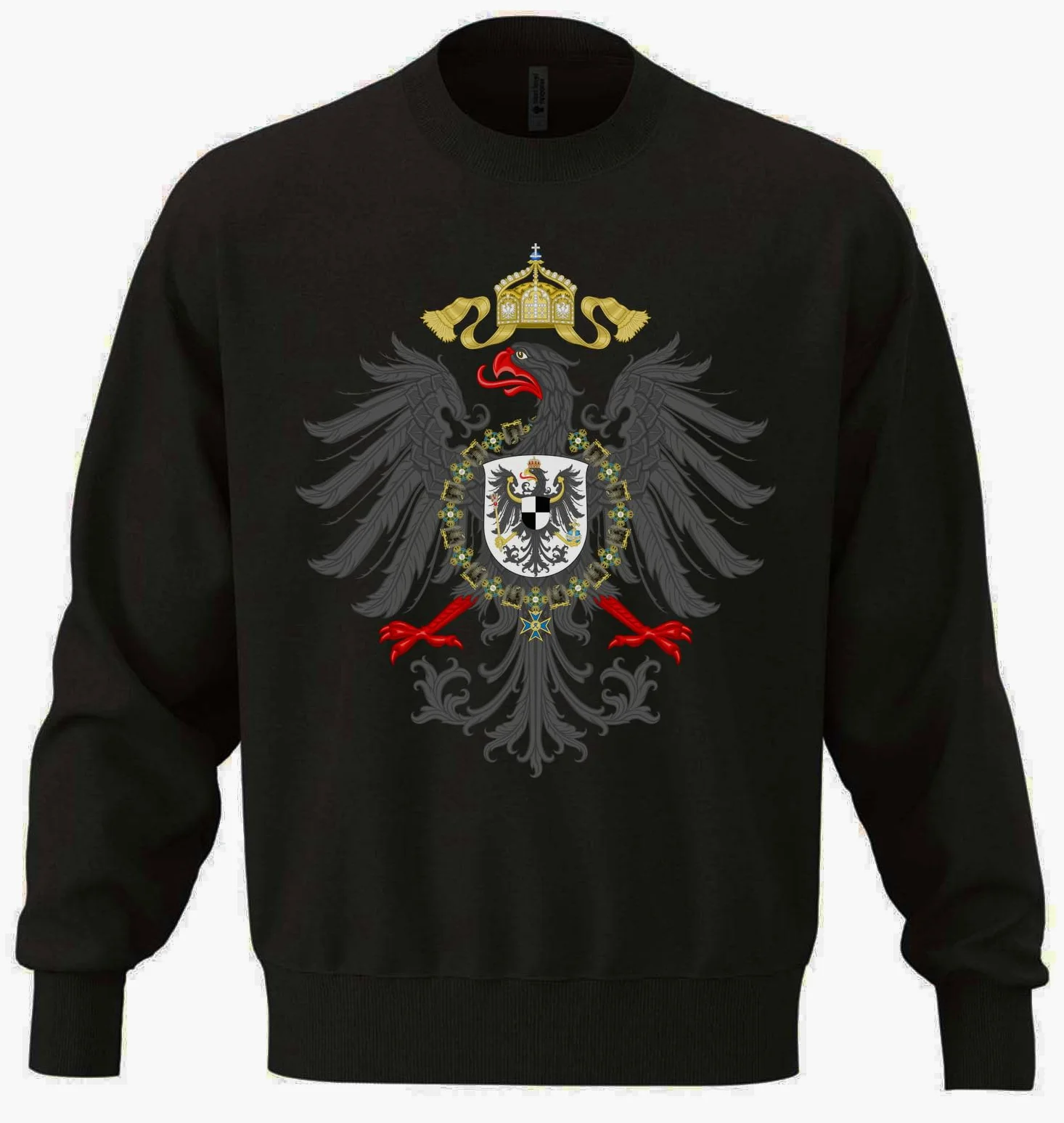 Niemcy Herb Unisex Oversize Mieszanka Bawełny Ciężka Bluza Czarna