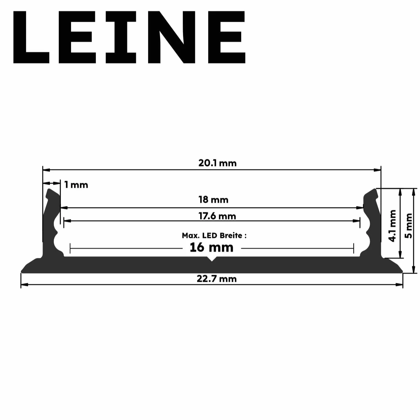 Profil aluminiowy do taśm LED | 200 cm | 2m | Profil natynkowy | w zestawie osłona + akcesoria | dla 12 mm taśm LED (Profil aluminiowy CZARNY z mleczną osłoną) | Leine