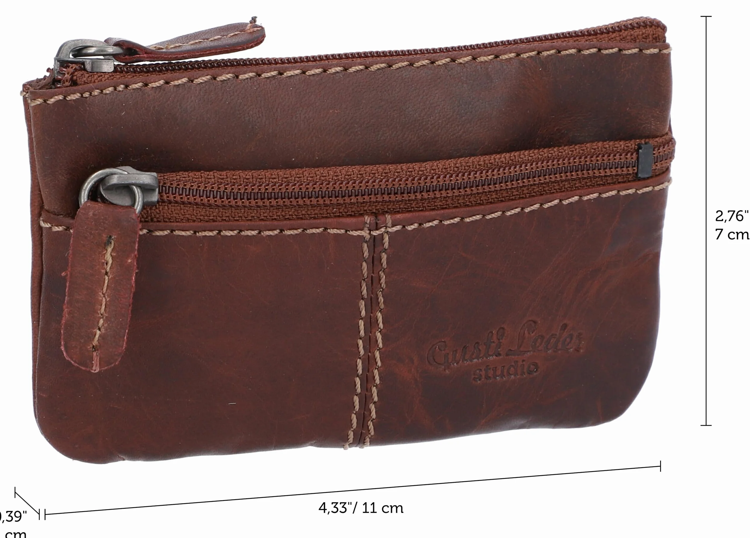 Gusti Skórzane Etui na Klucze Rook – Stylowe Brązowe Ochronne Etui Retro z Naturalnej Skóry – Organizer do Kluczy, Bezpieczny Pokrowiec na Klucze Męskie i Damskie