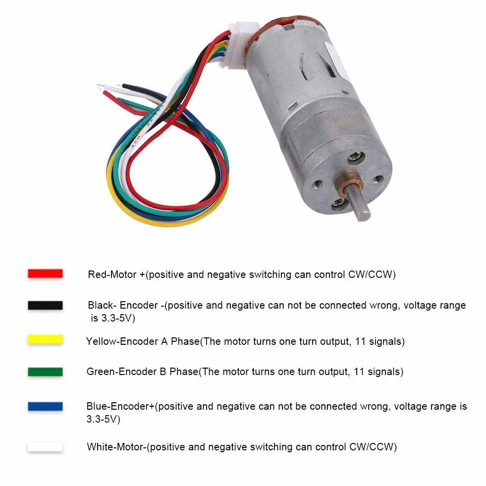 Silnik Z Przekładnią Enkodera Dc 12V Diy Ze Wspornikiem 65Mm Zestaw Kół Silnika Z Przekładnią Magnetyczną Silnik Z Redukcją Prędkości W Całości Z Metalu Do Inteligentnego Samochodu Robot Model Diy (200 Obr./Min)