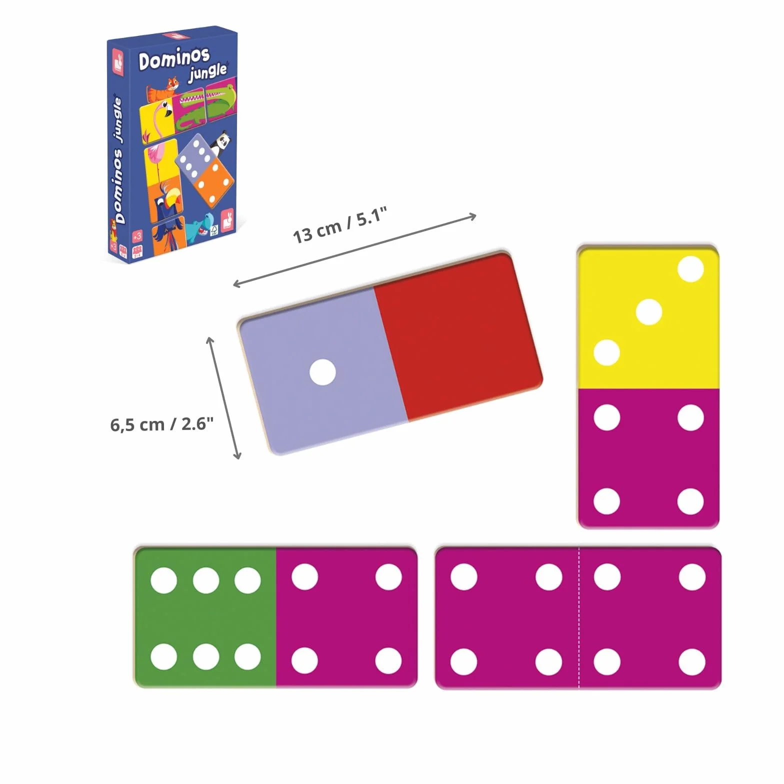 Janod - Jungle Dominoes Game - Childrens Board Game - FSC - Ages 3 and up - J02771