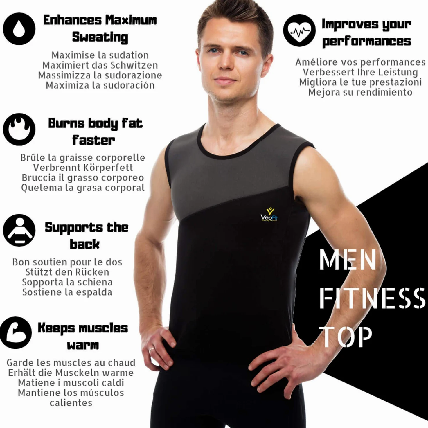 VEOFIT Fitness wyszczuplająca bluza - tonizuje ramiona, brzuch i biodra, zapewniając jędrniejszą skórę i wyrafinowaną sylwetkę S-XXXL
