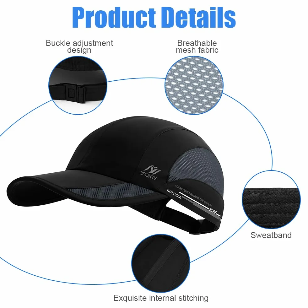 Basecap Unisex składana czapka baseballowa dla mężczyzn i kobiet, regulowana czapka na lato z daszkiem, ochrona przed słońcem, czapka baseballowa z siateczki, kapelusz przeciwsłoneczny do
