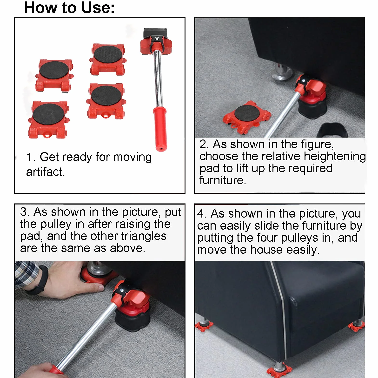 Podnośnik do mebli, wielofunkcyjny Heavy Duty Handing Tool Base Premium materiał żelazny praktyczny do mebli