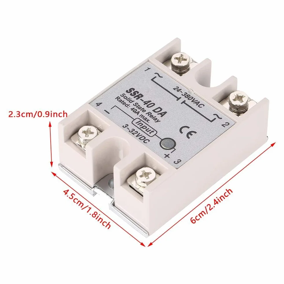 Przekaźnik półprzewodnikowy Jednofazowy DC AC SSR-40DA 40A 3-32 V DC / 24-380 V AC Moduł przekaźnika półprzewodnikowego