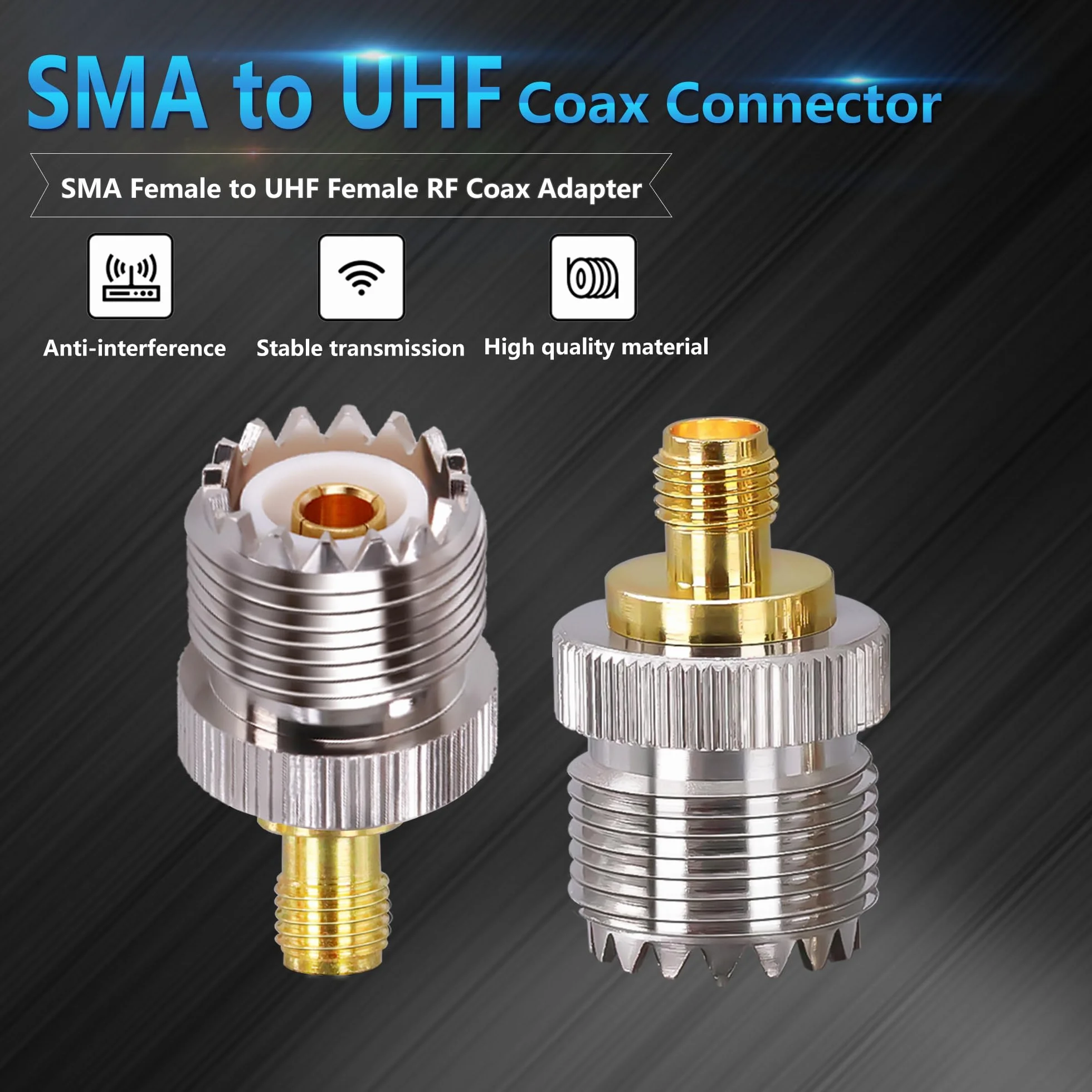 TUOLNK Sma Adapter UHF PL-259 żeńska do SO239 żeńska CB radiowa 2szt