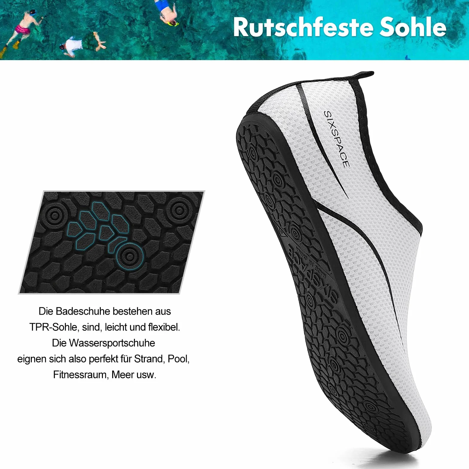 Sixspace Buty kąpielowe, buty do wody, buty plażowe, szybkoschnące, oddychające, do surfowania, dla mężczyzn i kobiet, rozm. 34-47