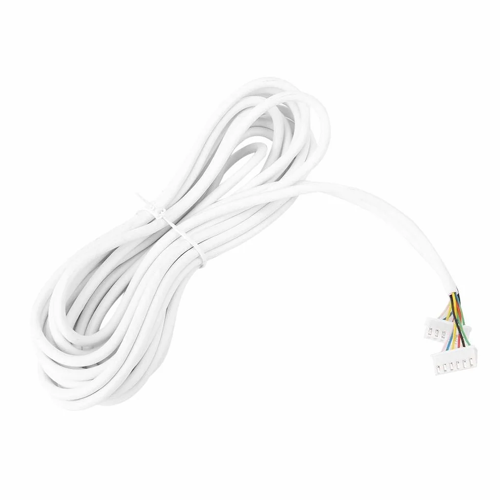 6-żyłowy kabel 5 m, 6-żyłowy przewód dzwonka, okrągły elastyczny przewód miedziany do wideodomofonu, 0,3 mm², 5 m, biały